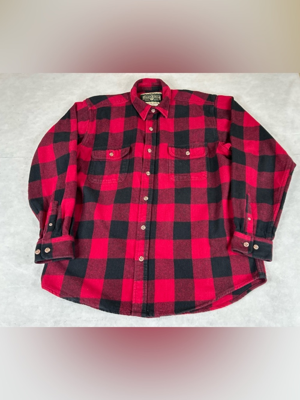 Field & Stream Shirt Men’s Red Sz XLT Plaid Heavy Flannel Long Sleeve Button Up